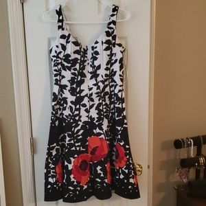 Fit and flare dress with floral accent